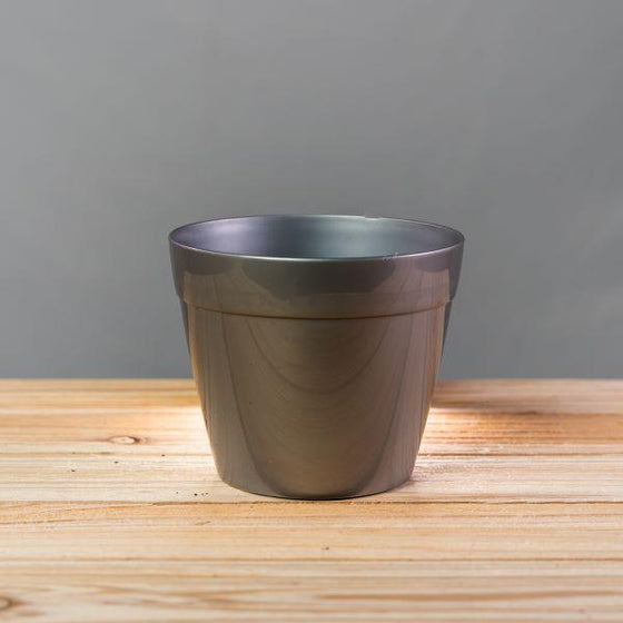 silver 4 inch crescent anya round resin planter