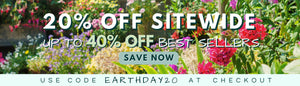 ENJOY 20% OFF SITEWIDE up to 40% off best sellers SAVE NOW USE CODE EARTHDAY20 AT CHECKOUT