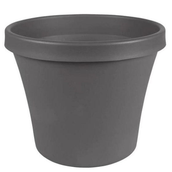 dark grey charcoal plastic resin planter