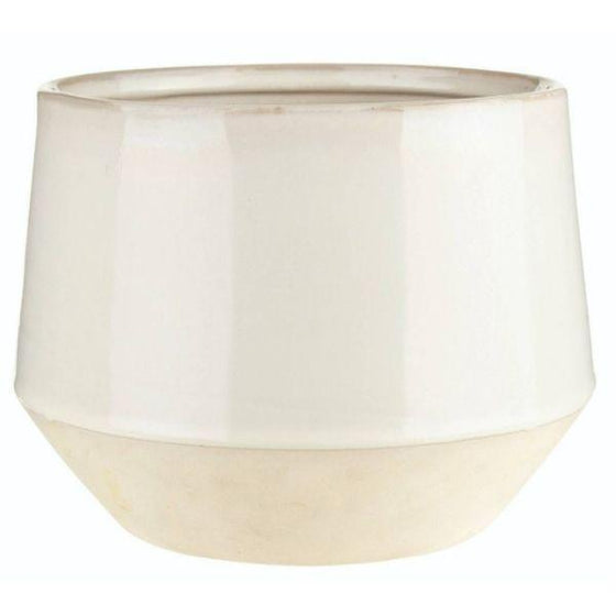 creamy glossy tapered ceramic crock planter