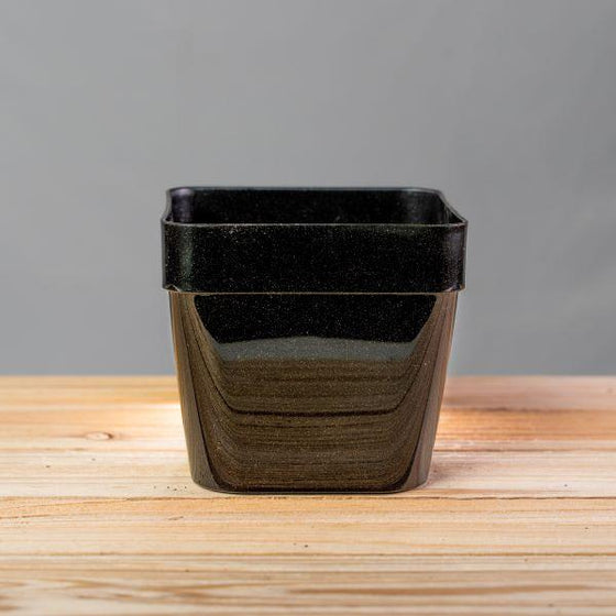 black 4 inch crescent anya square resin planter