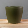 olive green plastic plant pot