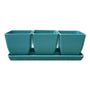 EcoForms Quadra Trio 3.5 Inch Square Rice Hull Planter Set in turquoise