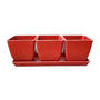 EcoForms Quadra Trio 3.5 Inch Square Rice Hull Planter Set in coral