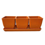 EcoForms Quadra Trio 3.5 Inch Square Rice Hull Planter Set in tangerine