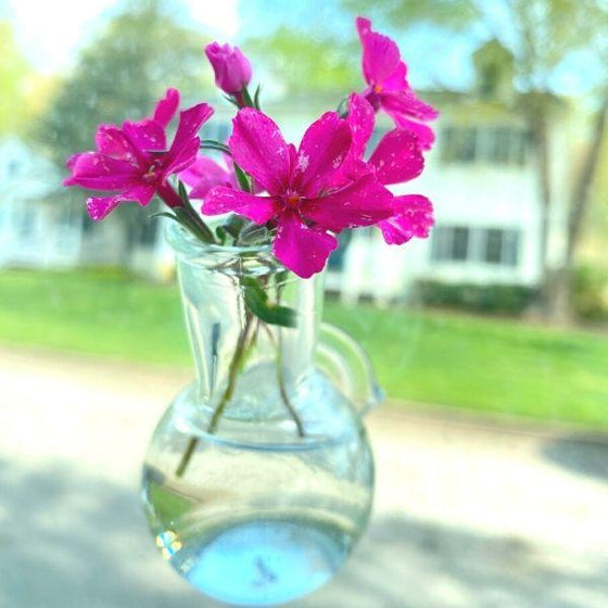 flower illusion vase with pink flower and blurred background