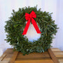 fresh 36 inch Fraser fir wreath  with cool blue green foliage and a festive red bow