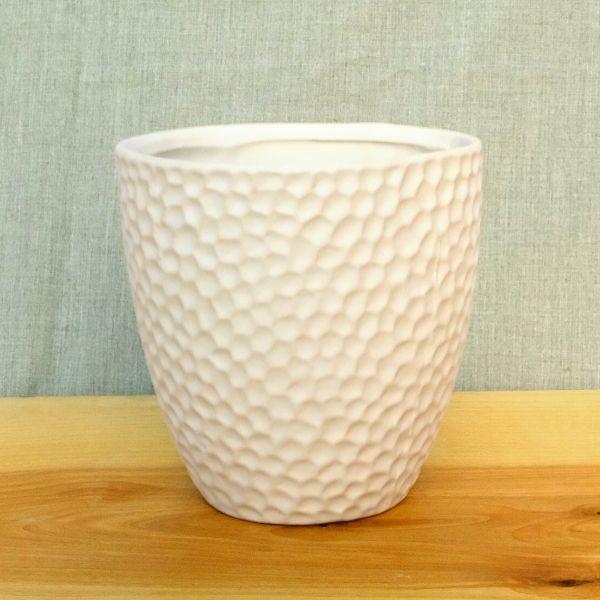 white ceramic flower pot Mia' Dimpled Ceramic Pot