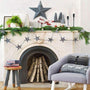 Fresh White Pine Garland on Decorated Fireplace Mantle